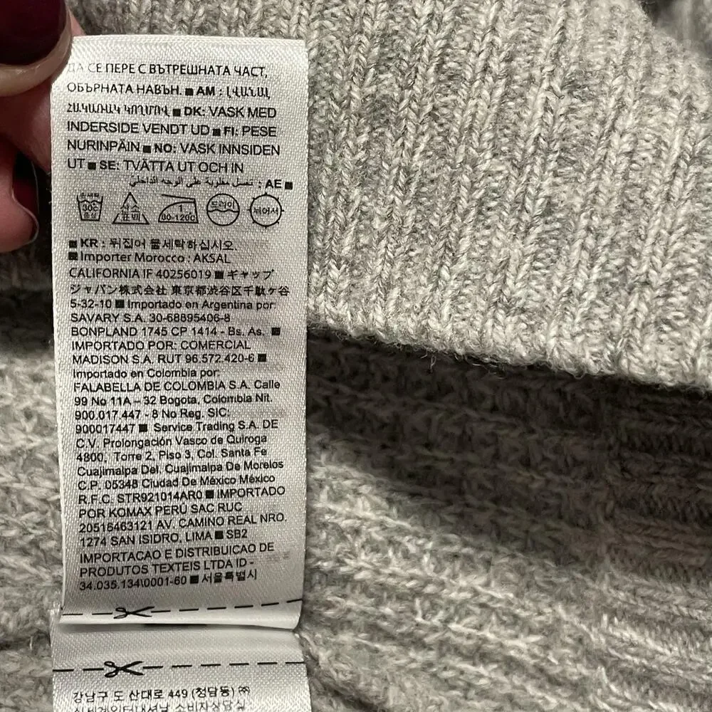 Banana Republic Sweater Womens M Gray Waffle-Knit Crew Neck Pullover Long Sleeve